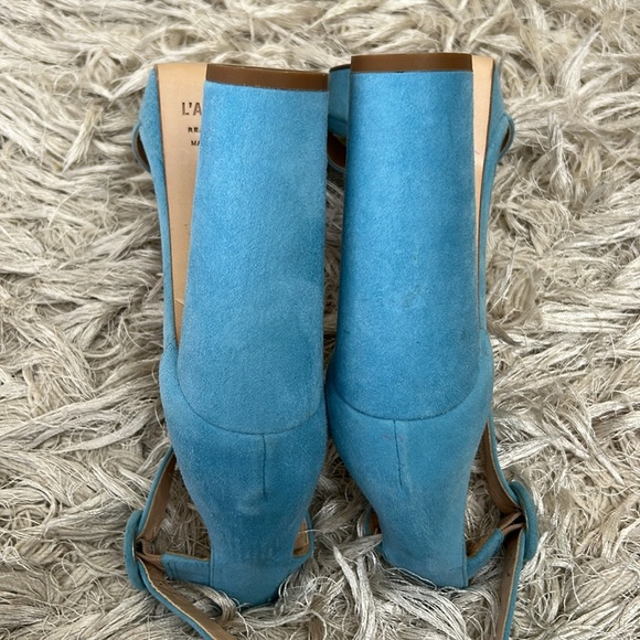 NWOB L’Agence Cecile Blue Suede Ankle Strap Platform High Heel Sandals Sz 39 US9 - Picture 7 of 11